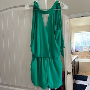 Emerald green romper with pockets!